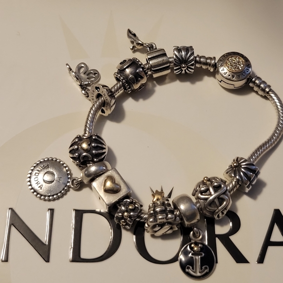 Pandora silver 14k Bracelet with silver 14k Charms. - Picture 2 of 5